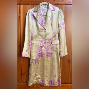Banana Republic Long Floral Coat Silk and Linen Size S. GORGEOUS!